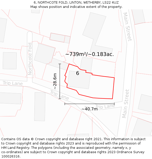 6, NORTHCOTE FOLD, LINTON, WETHERBY, LS22 4UZ: Plot and title map