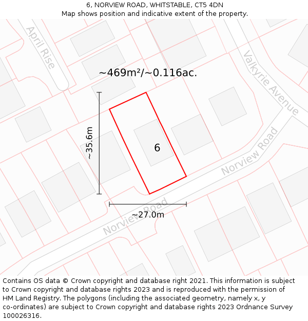 6, NORVIEW ROAD, WHITSTABLE, CT5 4DN: Plot and title map