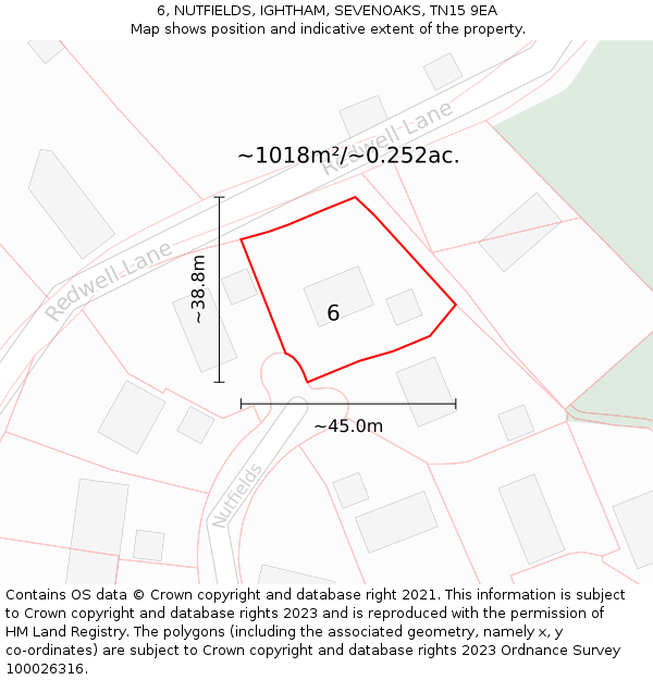 6, NUTFIELDS, IGHTHAM, SEVENOAKS, TN15 9EA: Plot and title map