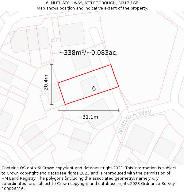 6, NUTHATCH WAY, ATTLEBOROUGH, NR17 1GR: Plot and title map