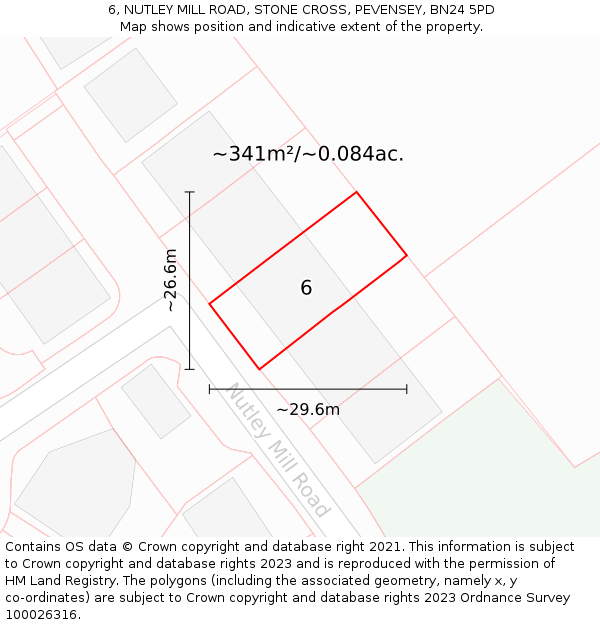 6, NUTLEY MILL ROAD, STONE CROSS, PEVENSEY, BN24 5PD: Plot and title map