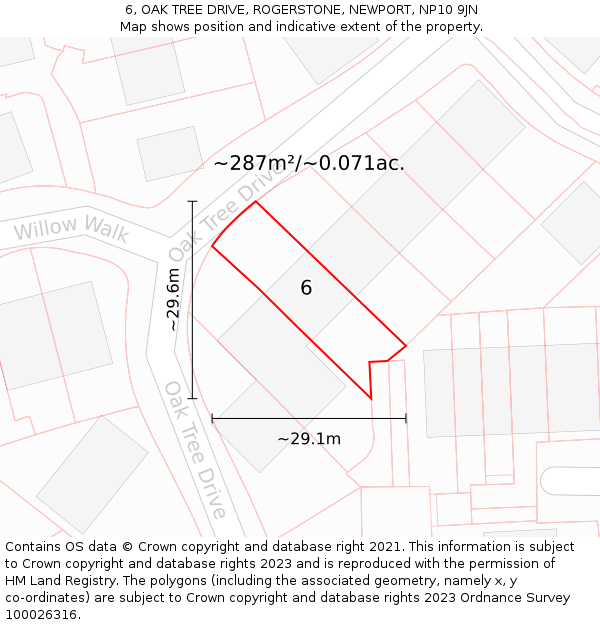 6, OAK TREE DRIVE, ROGERSTONE, NEWPORT, NP10 9JN: Plot and title map