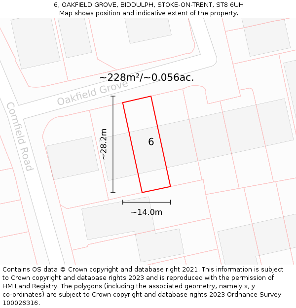 6, OAKFIELD GROVE, BIDDULPH, STOKE-ON-TRENT, ST8 6UH: Plot and title map