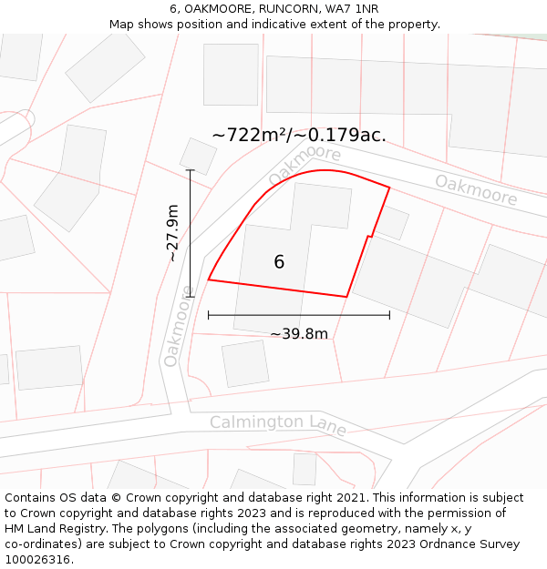 6, OAKMOORE, RUNCORN, WA7 1NR: Plot and title map