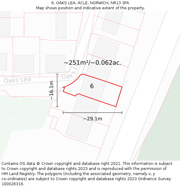 6, OAKS LEA, ACLE, NORWICH, NR13 3FA: Plot and title map