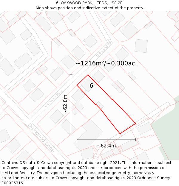 6, OAKWOOD PARK, LEEDS, LS8 2PJ: Plot and title map