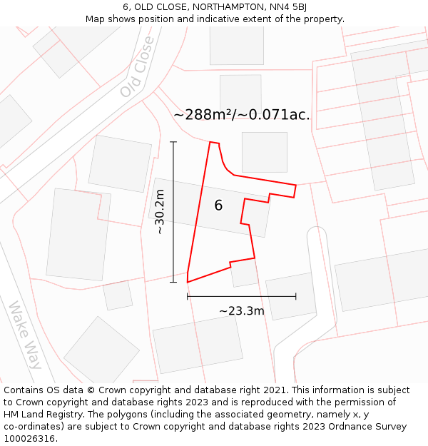 6, OLD CLOSE, NORTHAMPTON, NN4 5BJ: Plot and title map