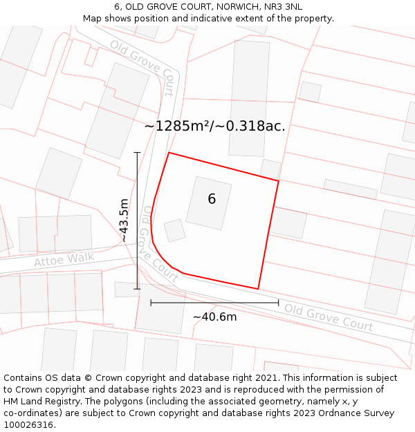 6, OLD GROVE COURT, NORWICH, NR3 3NL: Plot and title map
