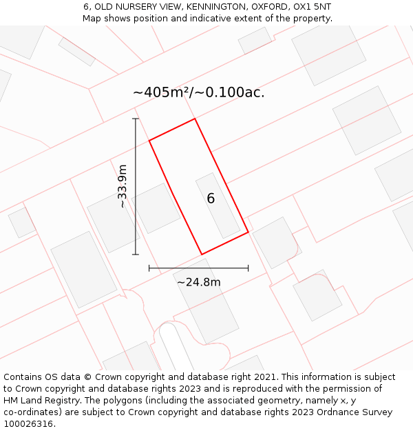 6, OLD NURSERY VIEW, KENNINGTON, OXFORD, OX1 5NT: Plot and title map