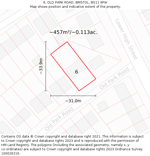 6, OLD PARK ROAD, BRISTOL, BS11 9PW: Plot and title map