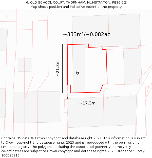 6, OLD SCHOOL COURT, THORNHAM, HUNSTANTON, PE36 6JZ: Plot and title map
