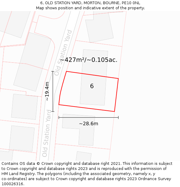 6, OLD STATION YARD, MORTON, BOURNE, PE10 0NL: Plot and title map