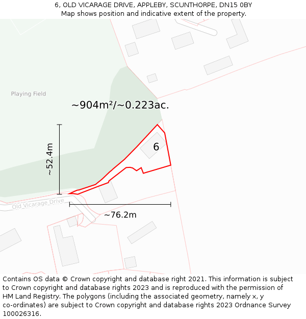 6, OLD VICARAGE DRIVE, APPLEBY, SCUNTHORPE, DN15 0BY: Plot and title map