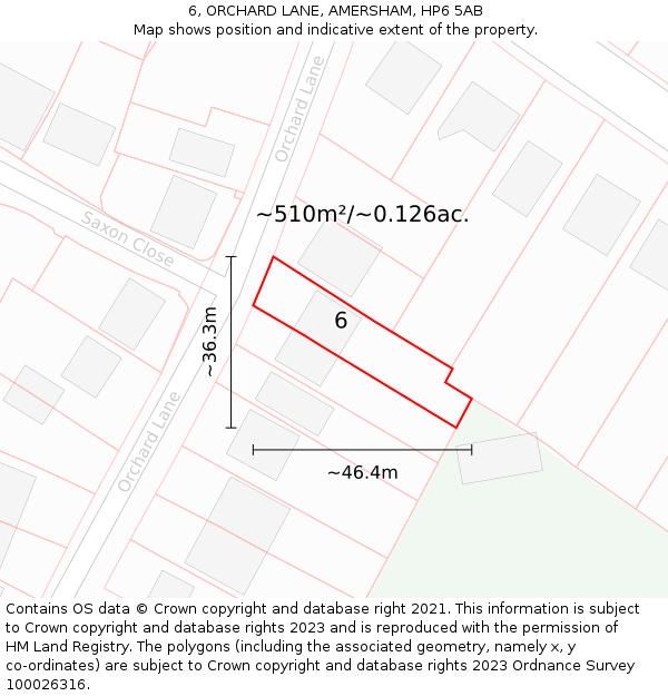 6, ORCHARD LANE, AMERSHAM, HP6 5AB: Plot and title map