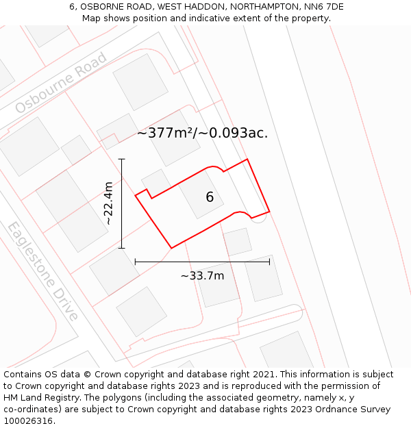 6, OSBORNE ROAD, WEST HADDON, NORTHAMPTON, NN6 7DE: Plot and title map