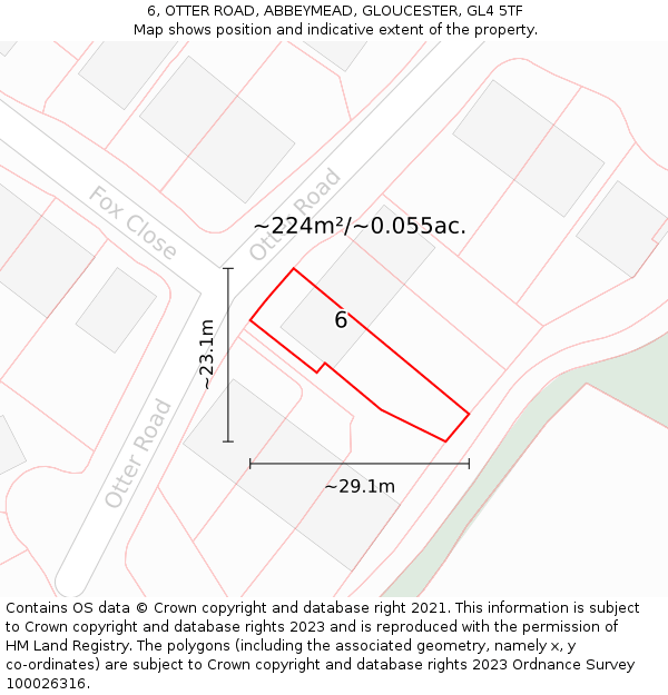 6, OTTER ROAD, ABBEYMEAD, GLOUCESTER, GL4 5TF: Plot and title map