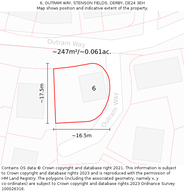 6, OUTRAM WAY, STENSON FIELDS, DERBY, DE24 3EH: Plot and title map