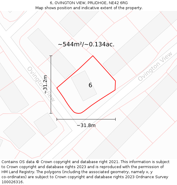 6, OVINGTON VIEW, PRUDHOE, NE42 6RG: Plot and title map