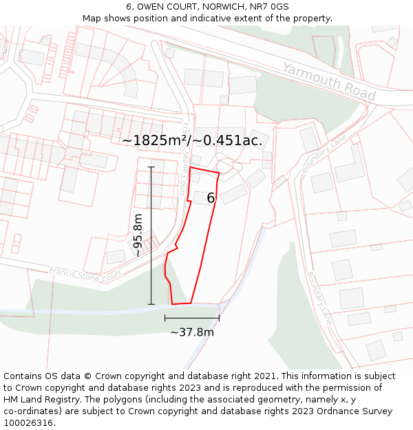 6, OWEN COURT, NORWICH, NR7 0GS: Plot and title map