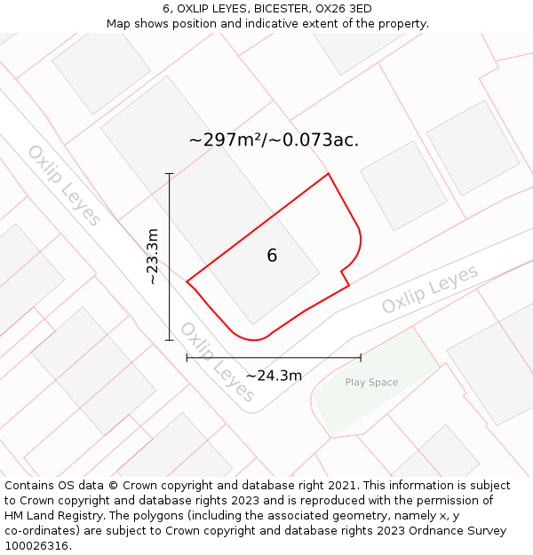 6, OXLIP LEYES, BICESTER, OX26 3ED: Plot and title map