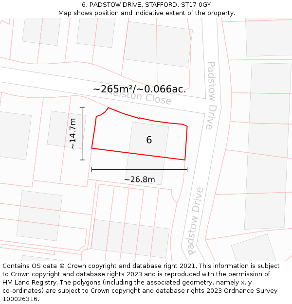 6, PADSTOW DRIVE, STAFFORD, ST17 0GY: Plot and title map