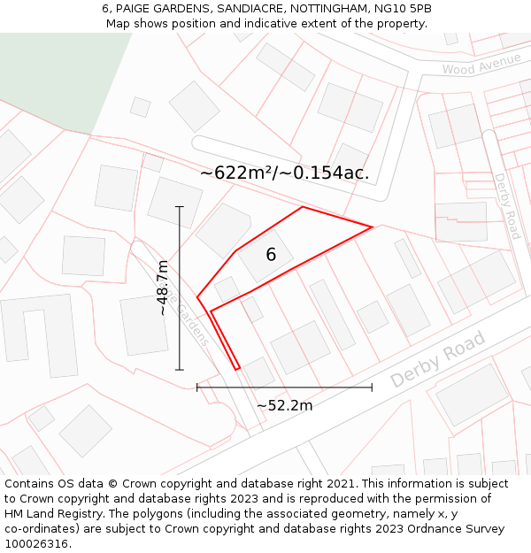 6, PAIGE GARDENS, SANDIACRE, NOTTINGHAM, NG10 5PB: Plot and title map
