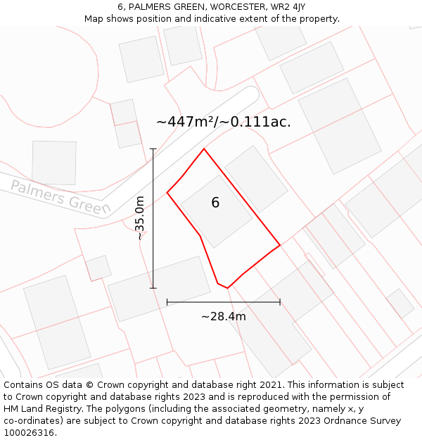 6, PALMERS GREEN, WORCESTER, WR2 4JY: Plot and title map