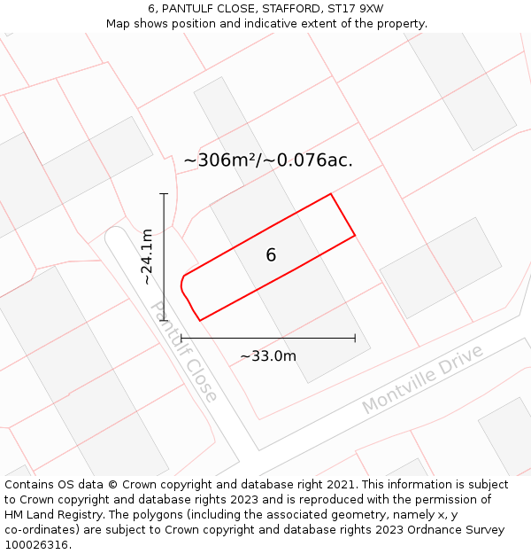 6, PANTULF CLOSE, STAFFORD, ST17 9XW: Plot and title map