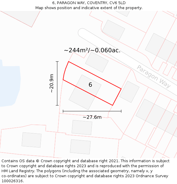 6, PARAGON WAY, COVENTRY, CV6 5LD: Plot and title map