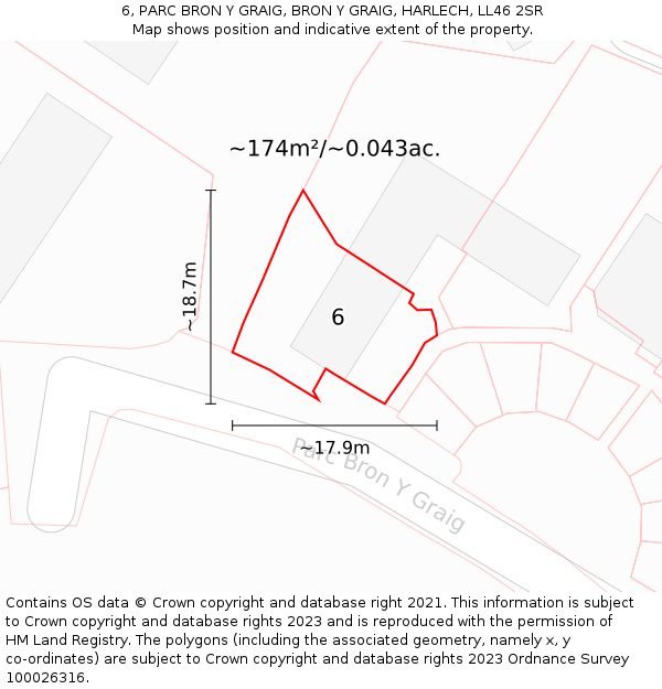 6, PARC BRON Y GRAIG, BRON Y GRAIG, HARLECH, LL46 2SR: Plot and title map