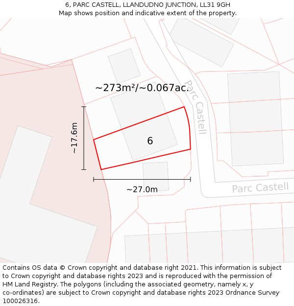 6, PARC CASTELL, LLANDUDNO JUNCTION, LL31 9GH: Plot and title map