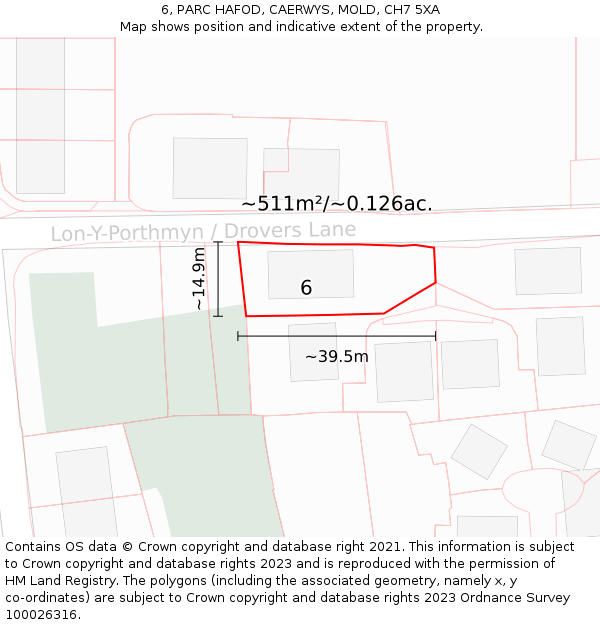 6, PARC HAFOD, CAERWYS, MOLD, CH7 5XA: Plot and title map