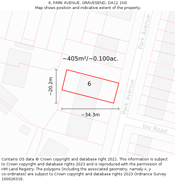 6, PARK AVENUE, GRAVESEND, DA12 1NS: Plot and title map