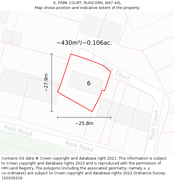 6, PARK COURT, RUNCORN, WA7 4SL: Plot and title map