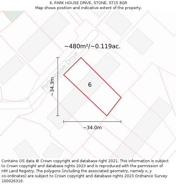 6, PARK HOUSE DRIVE, STONE, ST15 8QR: Plot and title map