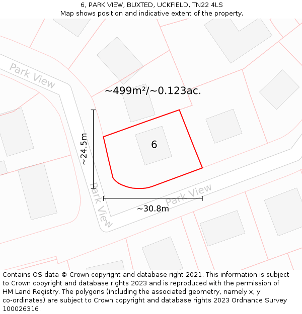 6, PARK VIEW, BUXTED, UCKFIELD, TN22 4LS: Plot and title map