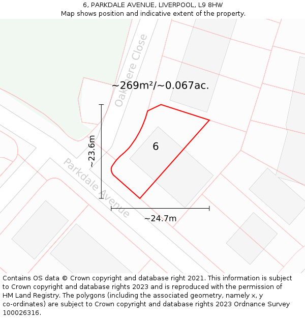 6, PARKDALE AVENUE, LIVERPOOL, L9 8HW: Plot and title map