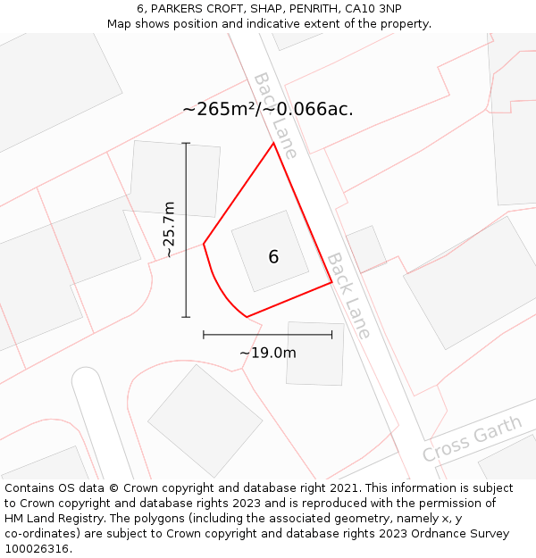 6, PARKERS CROFT, SHAP, PENRITH, CA10 3NP: Plot and title map