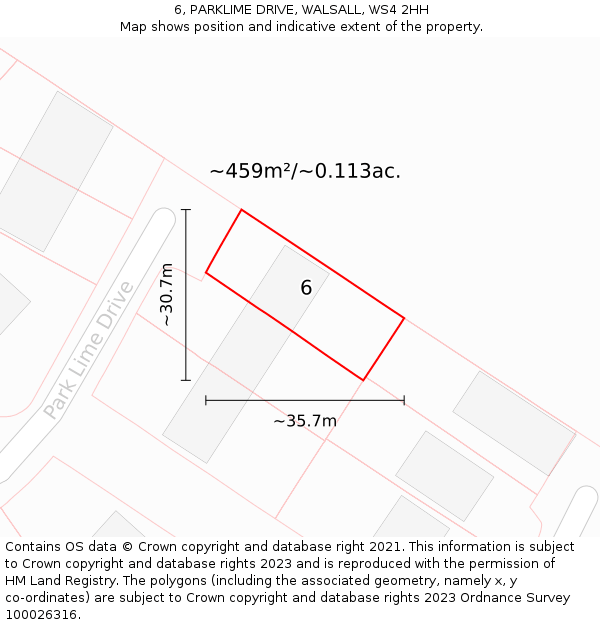 6, PARKLIME DRIVE, WALSALL, WS4 2HH: Plot and title map