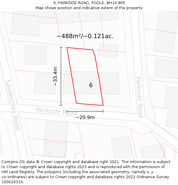 6, PARKSIDE ROAD, POOLE, BH14 8PE: Plot and title map