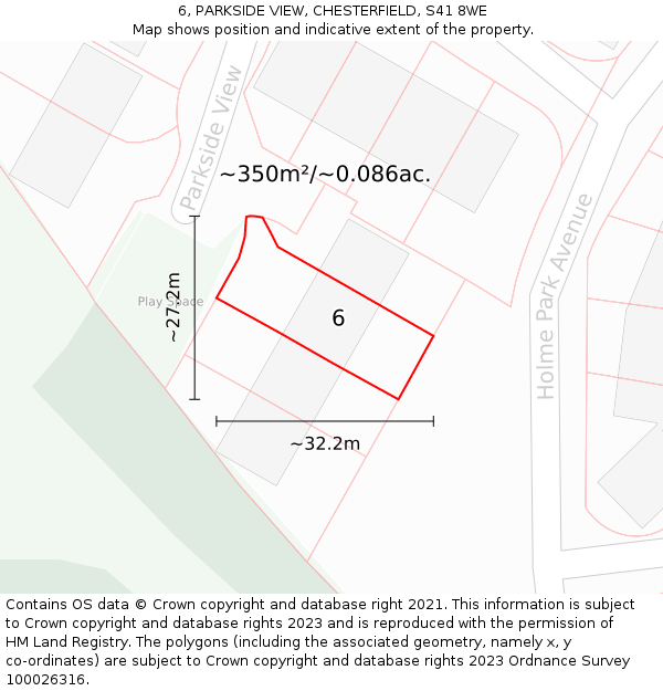 6, PARKSIDE VIEW, CHESTERFIELD, S41 8WE: Plot and title map