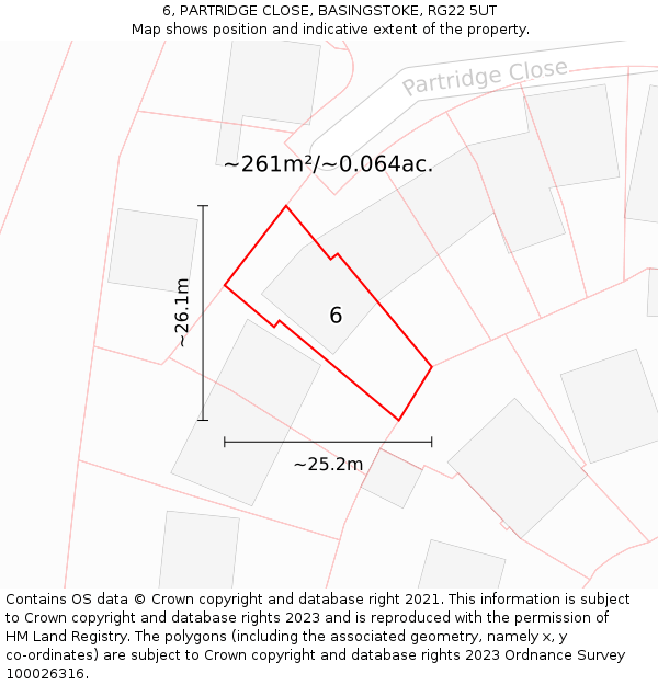 6, PARTRIDGE CLOSE, BASINGSTOKE, RG22 5UT: Plot and title map