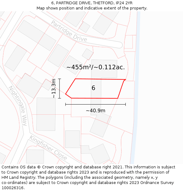 6, PARTRIDGE DRIVE, THETFORD, IP24 2YR: Plot and title map