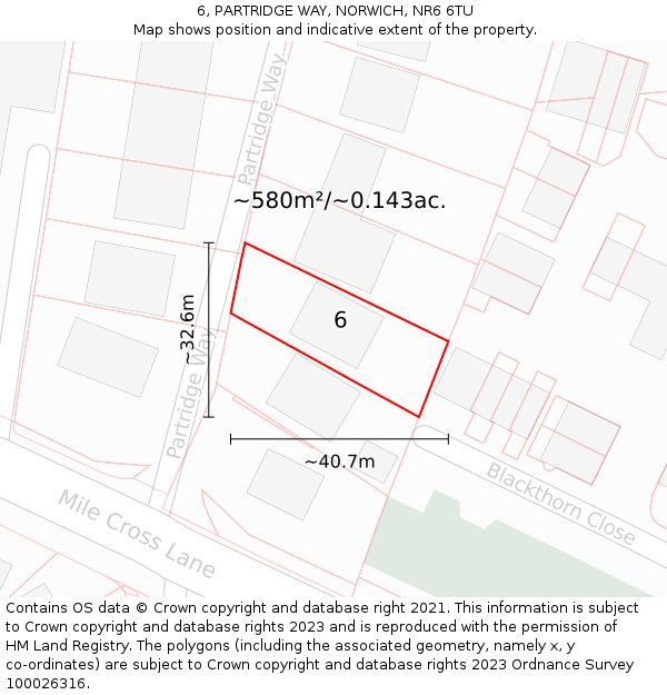 6, PARTRIDGE WAY, NORWICH, NR6 6TU: Plot and title map