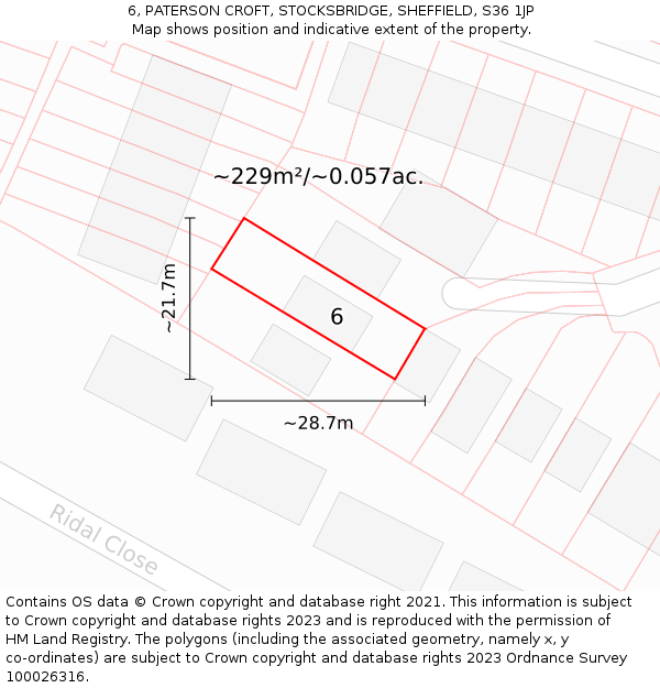 6, PATERSON CROFT, STOCKSBRIDGE, SHEFFIELD, S36 1JP: Plot and title map