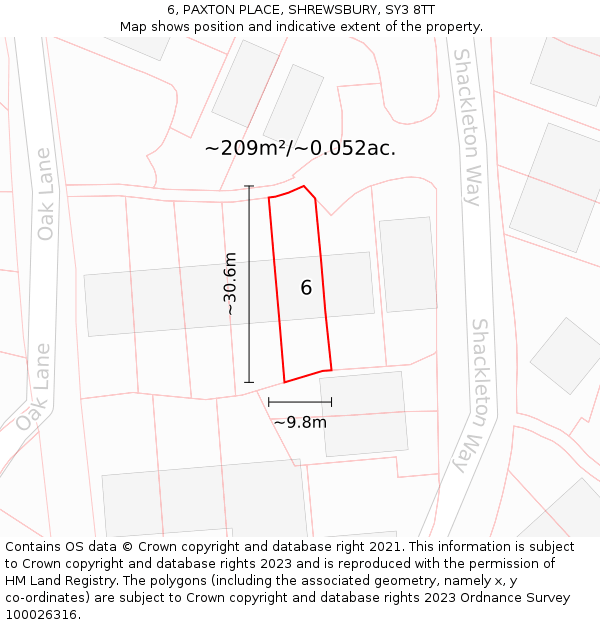 6, PAXTON PLACE, SHREWSBURY, SY3 8TT: Plot and title map