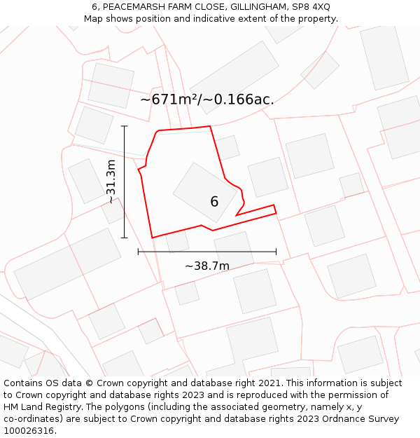 6, PEACEMARSH FARM CLOSE, GILLINGHAM, SP8 4XQ: Plot and title map