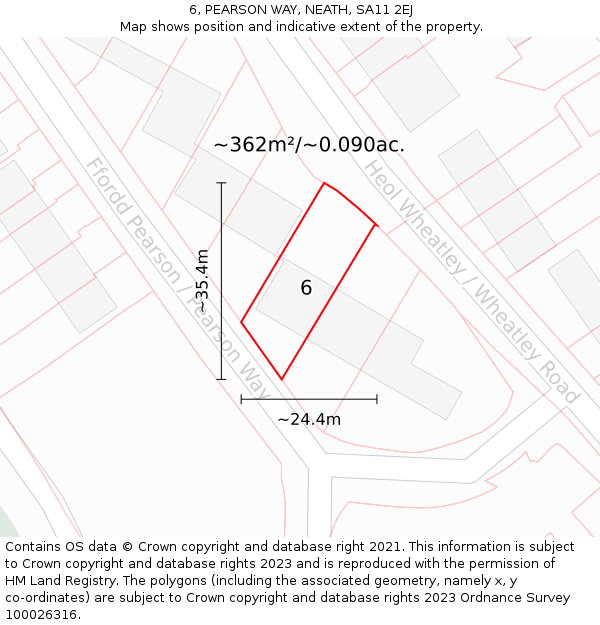 6, PEARSON WAY, NEATH, SA11 2EJ: Plot and title map