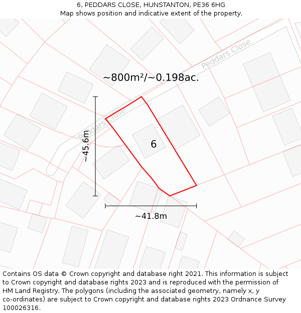 6, PEDDARS CLOSE, HUNSTANTON, PE36 6HG: Plot and title map