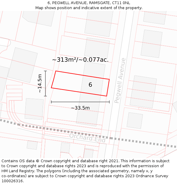 6, PEGWELL AVENUE, RAMSGATE, CT11 0NL: Plot and title map